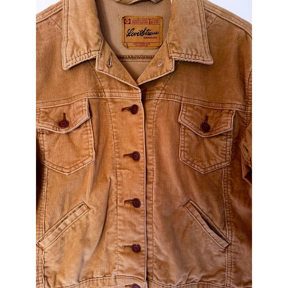 Levi Strauss Signature Corduroy Jacket Womens Small Tan Button Front Coat - Picture 4 of 5